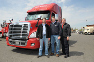 Left to right: Steve Galasso; Kevin Gorman, VP of Barnwell House of Tires; and Pat Kellar, a Goodyear fleet solutions manager